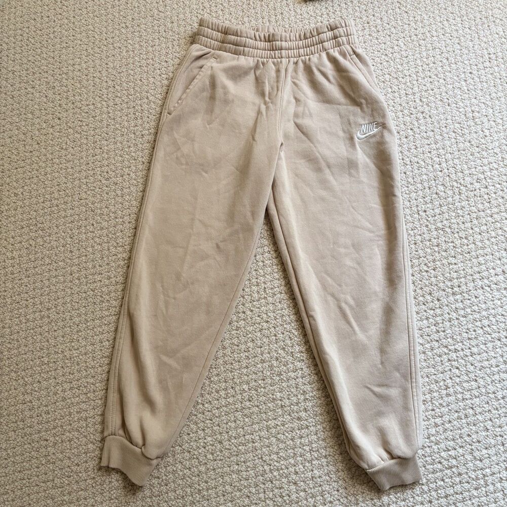 Nike Youth Unisex M Beige Fleece Sweatsuit Joggers Pockets